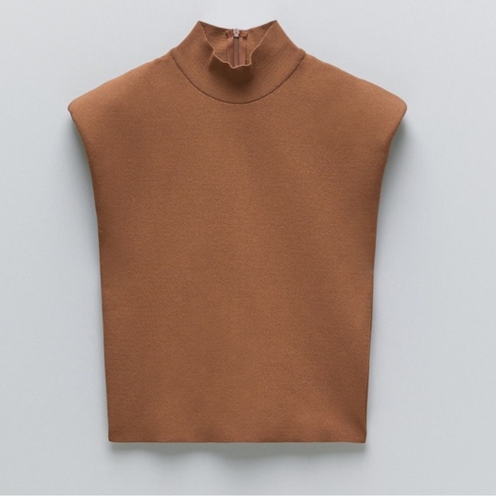 Zara brown crop top Knit Turtleneck medium